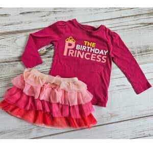 Birthday Princess Pink Tee Shirt and Tutu Bundle sz 2T